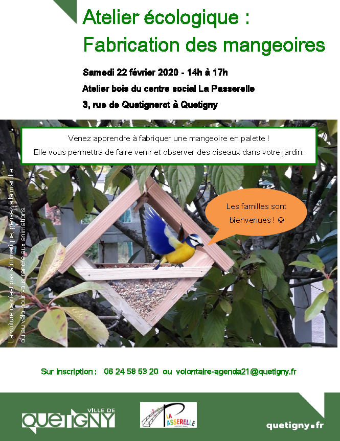 Samedi 22 février 14h - 17h : fabriquez une mangeoire pour les oiseaux !